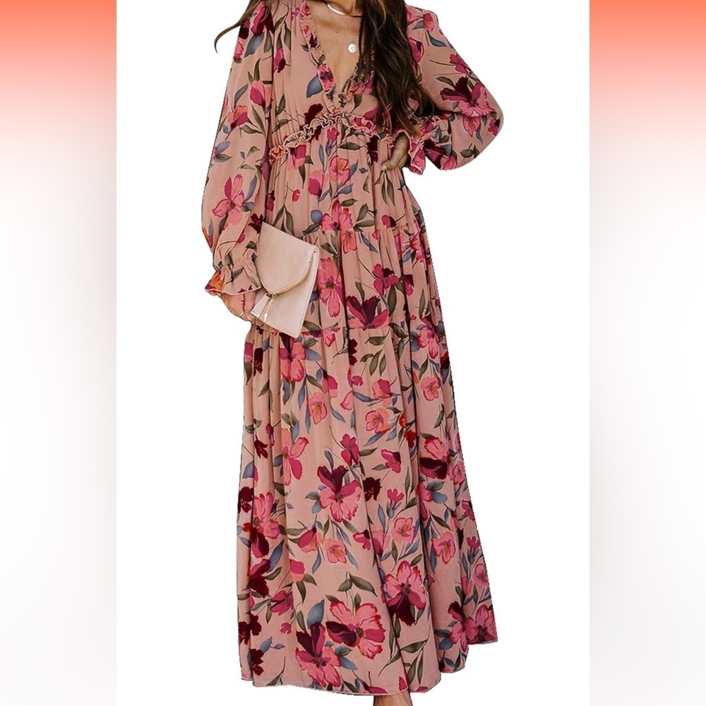 3/$50 Boho Long Sleeve Floral Maxi Dress